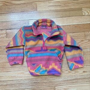 Vintage toddler quarter zip fleece in colorful western print